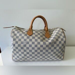 Louis Vuitton Damier Azur Speedy 35 Canvas Bag Handbag